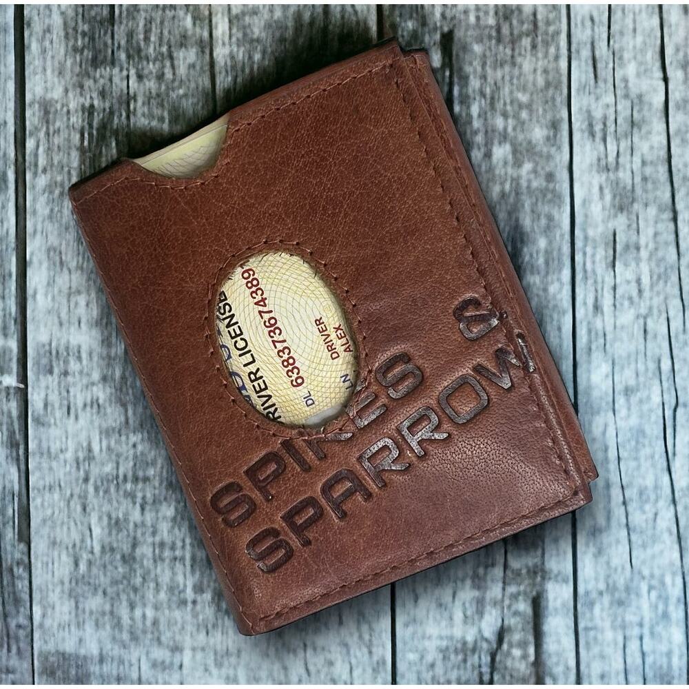 Spikes & Sparrow Austin Brandy Brown Leather Trifold Snap Wallet RFID Protection